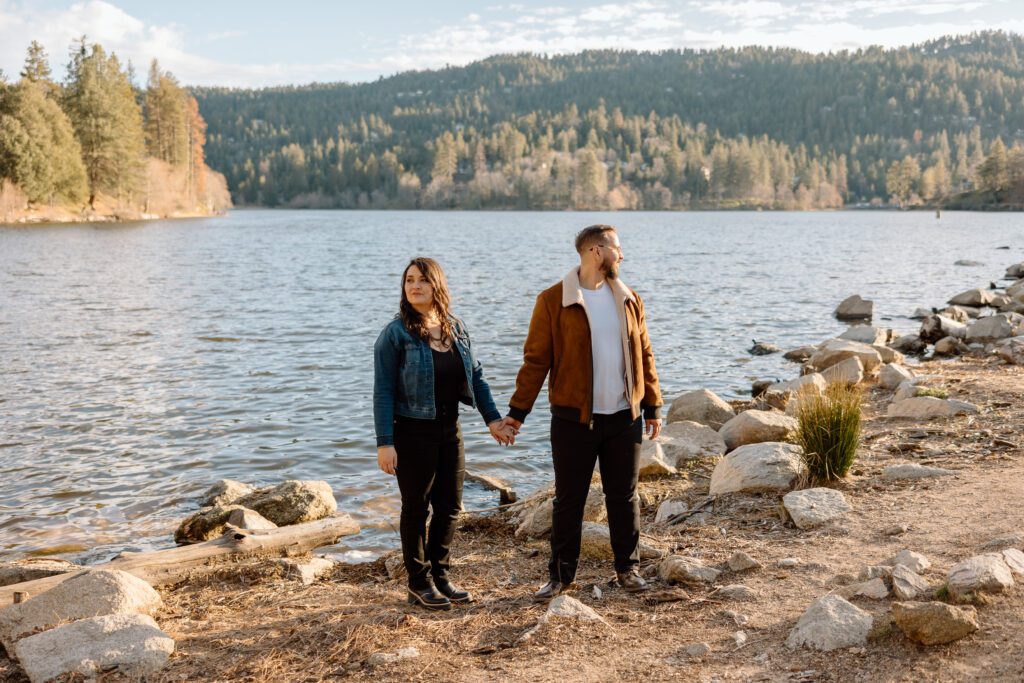 Outfit ideas for Fall engagement photos in Big Bear.