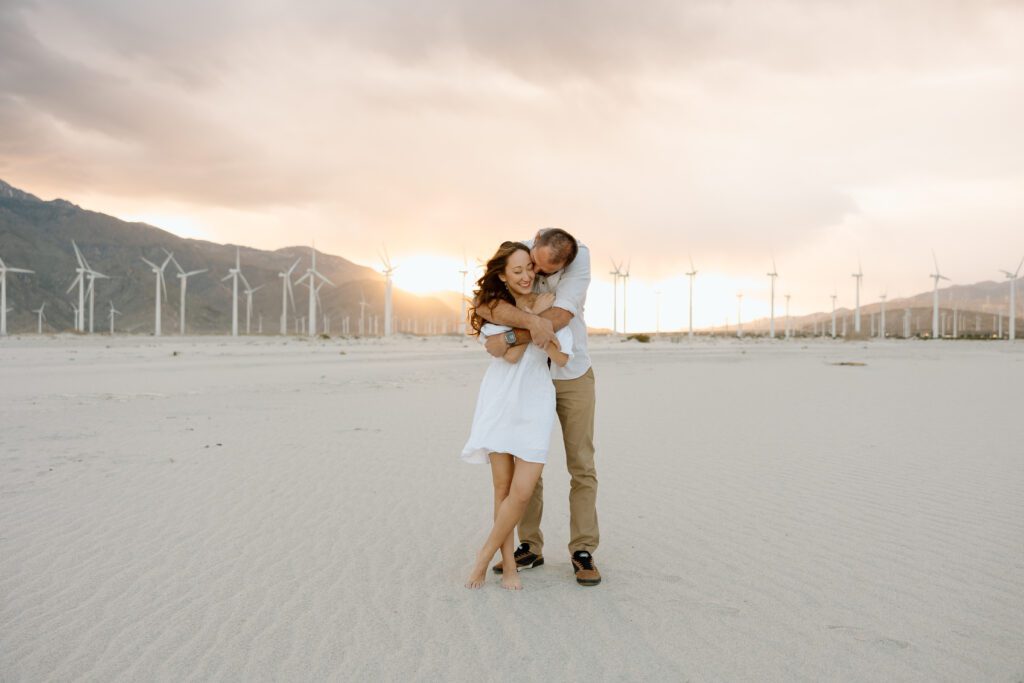 Engagement session at the Windmills near Palms Springs, California. 