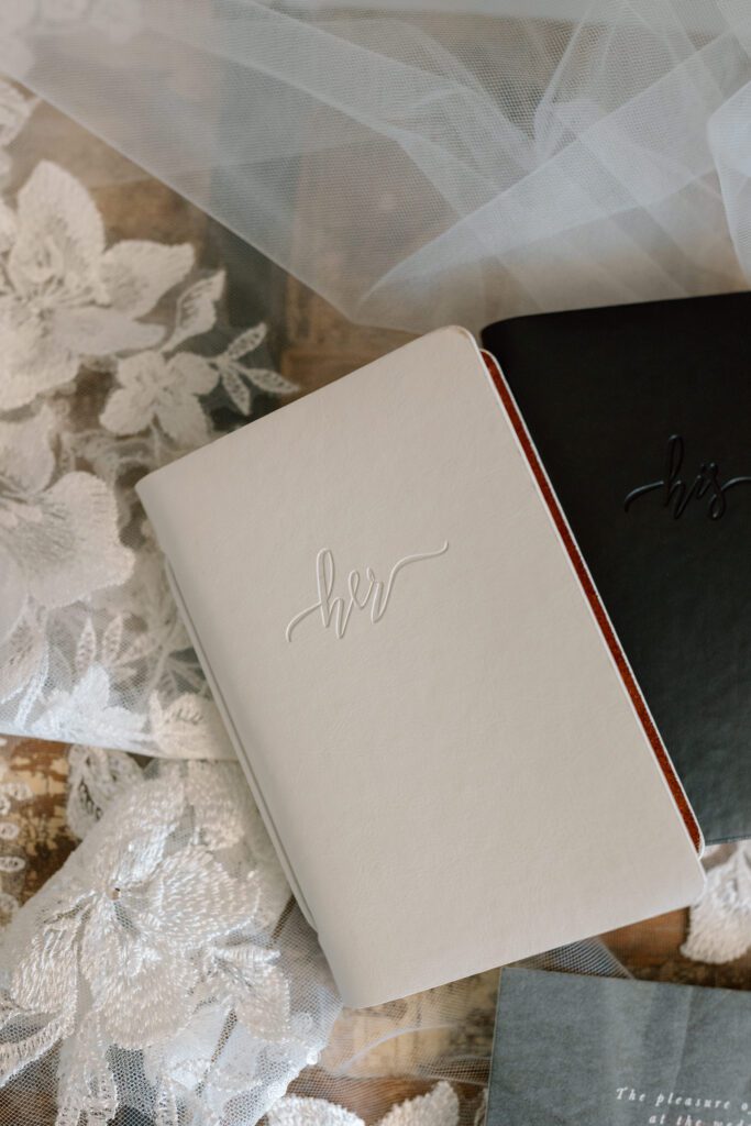 Leather embossed vow books