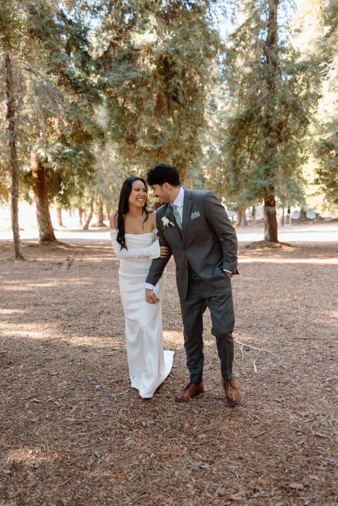 Wedding photos at Carbon Canyon Brea redwood grove elopement.
