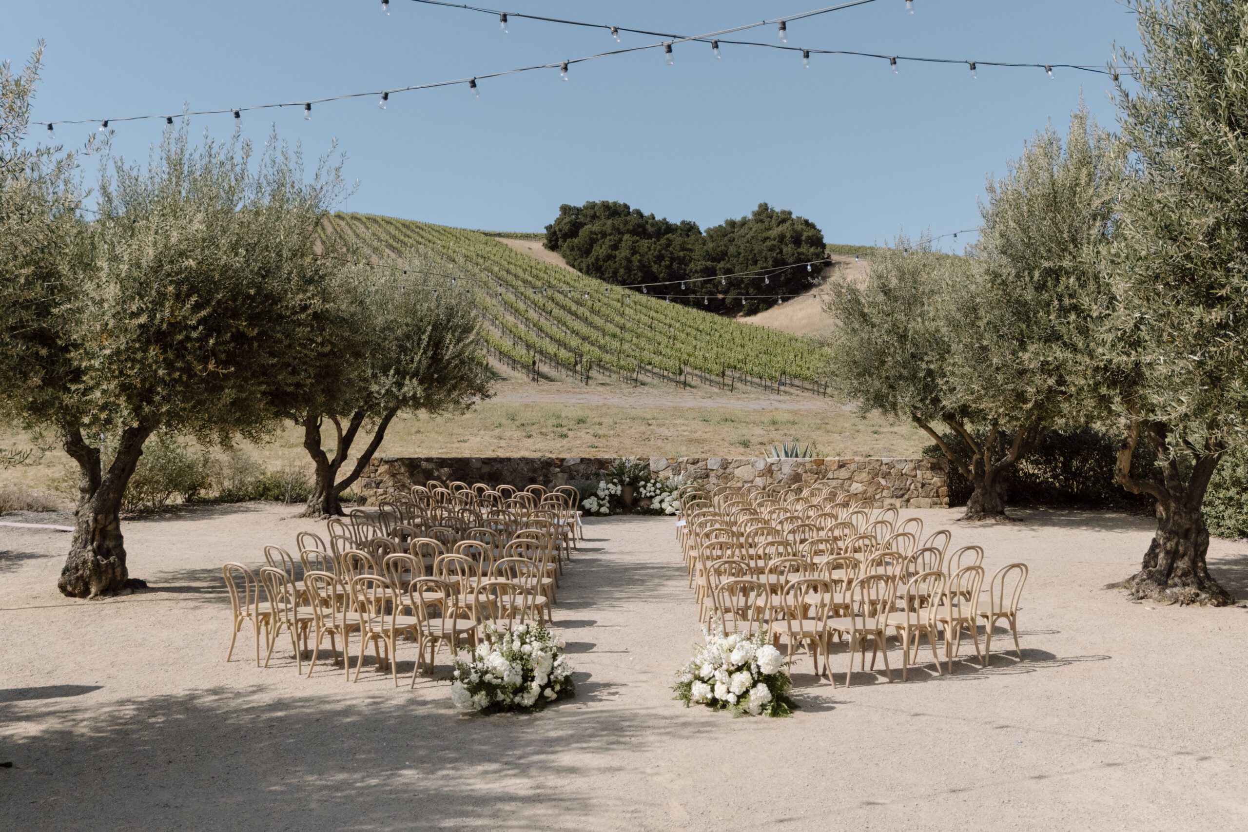 Paso Robles Wedding Ceremony setup with tables and chairs